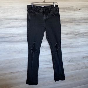 Women’s Old Navy Distressed Pop Icon Skinny Jeans, Black, 6 Short